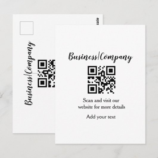 Simple business company website QR add nam Briefkaart (Voorkant / Achterkant)