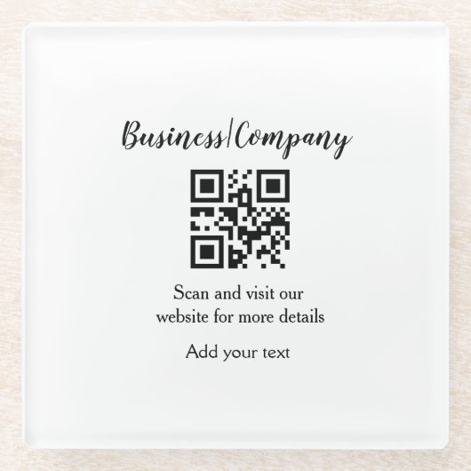 Simple business company website QR add nam Glazen Onderzetter (Voorkant)