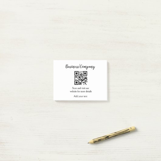 Simple business company website QR add nam Post-it® Notes (Op bureau)