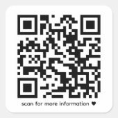 Simple Business Custom QR Scan For More Info Vierkante Sticker (Voorkant)