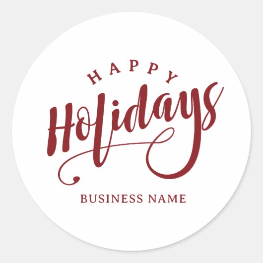 Simple Business Happy Holidays Calligraphy Script Ronde Sticker (Voorkant)