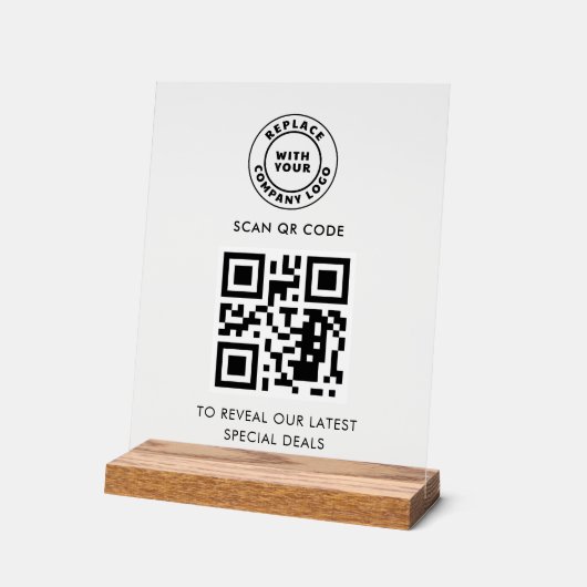 Simple Business Logo and QR Code Custom Acryl Bord (Hoek)