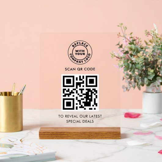 Simple Business Logo and QR Code Custom Acryl Bord (Huwelijk)