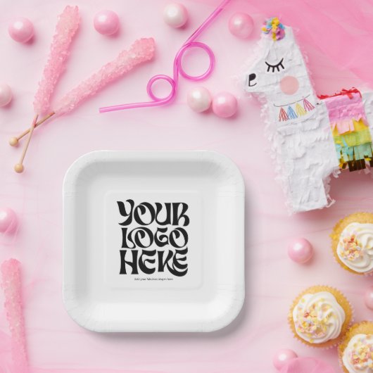 Simple Business Logo and Text Party Papieren Bordje (Feest)