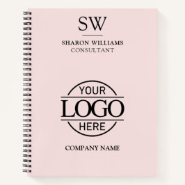 Simple Business Logo Blush Pink Monogram Initiaal Notitieboek