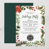 Simple Business Logo Botanical Christmas Party Kaart (Voorkant / Achterkant)