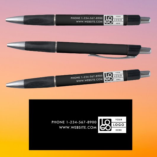 Simple Business Logo Custom Text Black White Pen