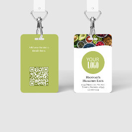 Simple Business Logo Foto QR Code Groen Badge