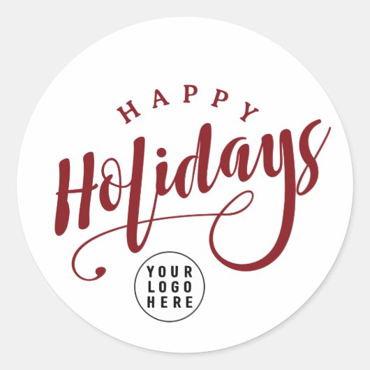 Simple Business Logo Happy Holidays Script Ronde Sticker (Voorkant)