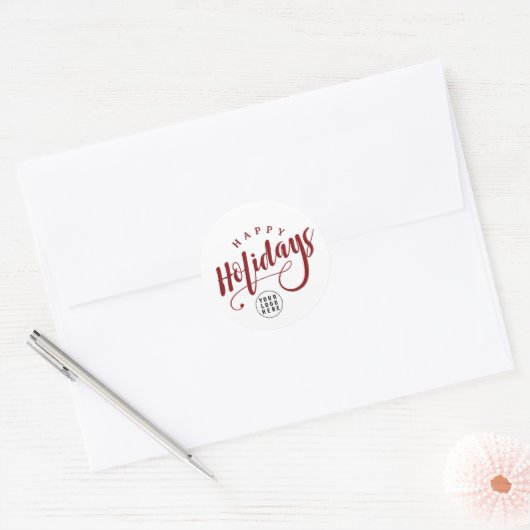 Simple Business Logo Happy Holidays Script Ronde Sticker (Envelop)