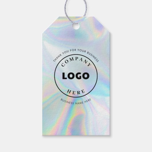 Simple Business Logo Holographic Custom Cadeaulabel (Voorkant)