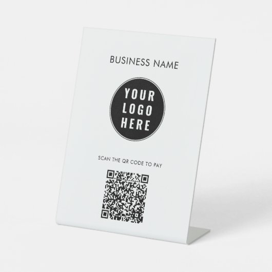 Simple Business Logo Modern QR Code Custom Reclamebord Met Voetstuk (Voorkant)