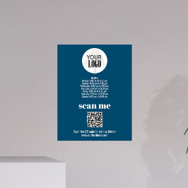 Simple Business Logo QR Code Blauw Foto Afdruk