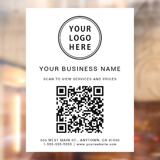 Simple Business Logo QR Code Wit Raamsticker (Vel 2)