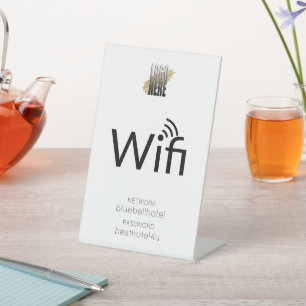 Simple Business Logo WiFi Password Network Reclamebord Met Voetstuk
