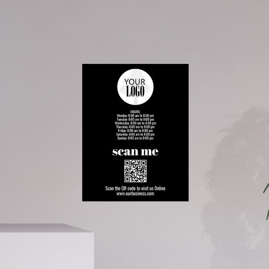 Simple Business Logo Zwart-wit QR Code Foto Afdruk