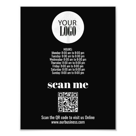 Simple Business Logo Zwart-wit QR Code Foto Afdruk (Voorkant)