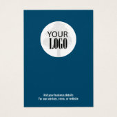 Simple Business Minimalist Logo QR Code Blauw Visitekaartje (Voorkant)