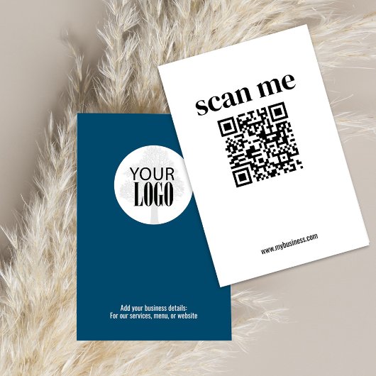 Simple Business Minimalist Logo QR Code Blauw Visitekaartje