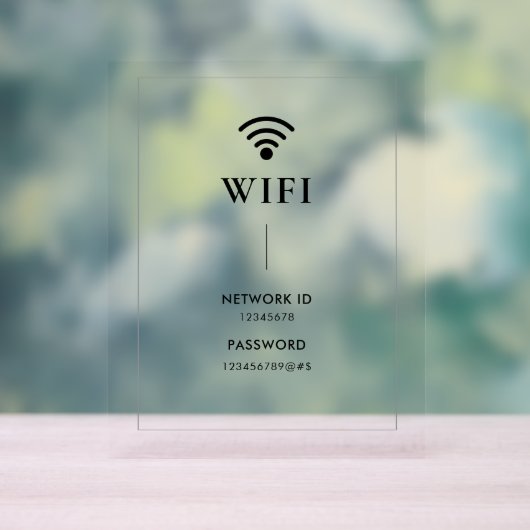 Simple Business  Wifi Password and Network  Acryl Bord (Neutraal)