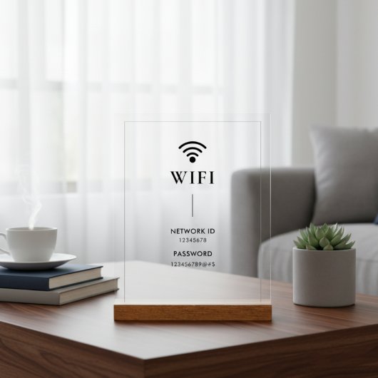 Simple Business  Wifi Password and Network  Acryl Bord