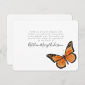 Simple Butterfly Funeral Bedankkaart (Voorkant / Achterkant)