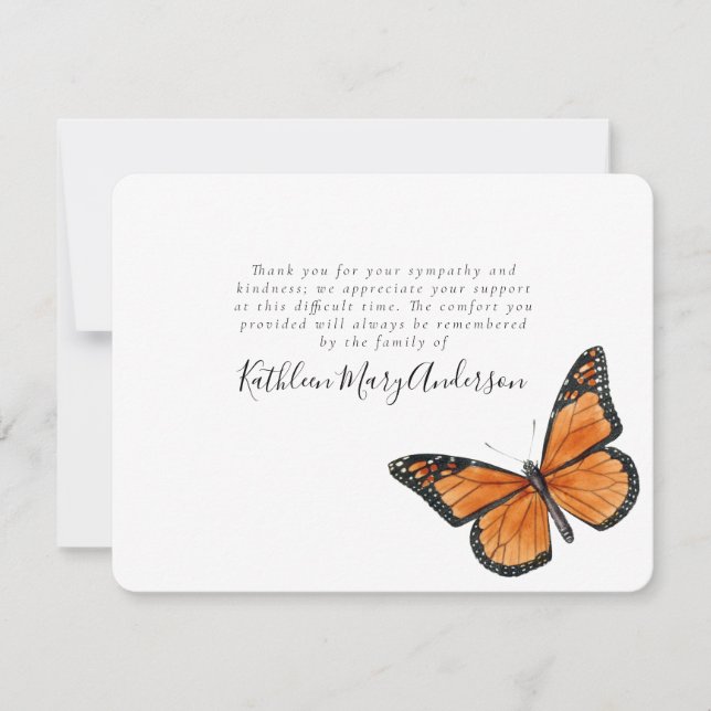 Simple Butterfly Funeral Bedankkaart (Voorkant)