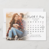 Simple Calendar Calligraphy Two Photo QR Code Save The Date (Voorkant)