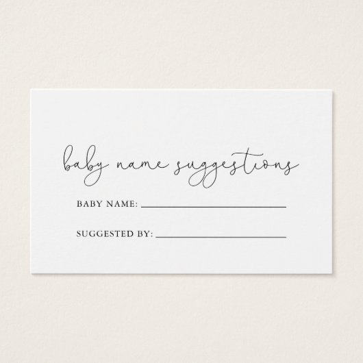 Simple Calligraphy Baby Name Suggestis Kaart (Voorkant)