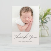 Simple Calligraphy Baby Shower Photo Bedankkaart (Staand voorkant)