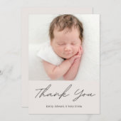 Simple Calligraphy Baby Shower Photo Bedankkaart (Voorkant / Achterkant)