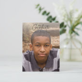 Simple Calligraphy Black Overlay Photo Afstuderen Briefkaart (Staand voorkant)