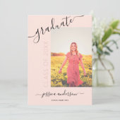 Simple Calligraphy Blush Pink Afstuderen 2 Foto Kaart (Staand voorkant)