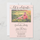 Simple Calligraphy Blush Pink Afstuderen 2 Foto Kaart (Achterkant)