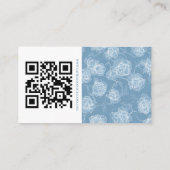 Simple Calligraphy Dusty Blue QR Info Wedding Informatiekaartje (Achterkant)