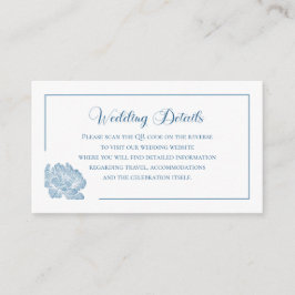 Simple Calligraphy Dusty Blue QR Info Wedding Informatiekaartje