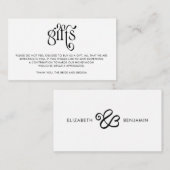 Simple Calligraphy Huwelijkscadeaus Registry Informatiekaartje (Voorkant / Achterkant)