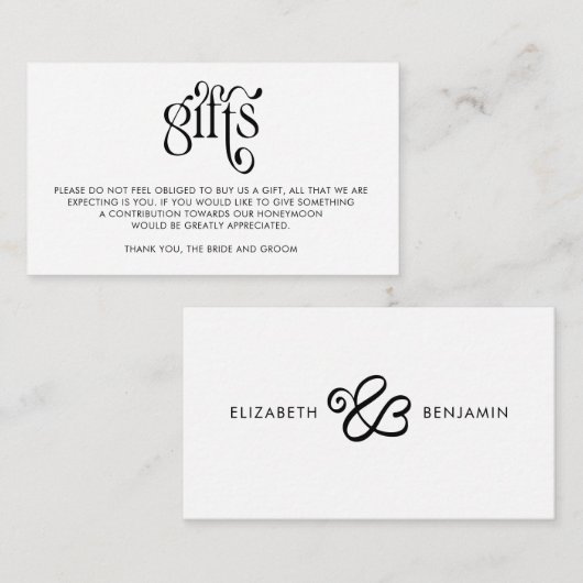 Simple Calligraphy Huwelijkscadeaus Registry Informatiekaartje (Voorkant / Achterkant)