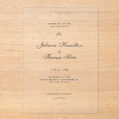 Simple Calligraphy Minimalist Wedding Acryl Uitnodigingen (Voorkant)