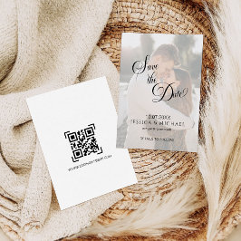 Simple Calligraphy Overlay Photo Save the Date Kaart