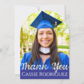 Simple Calligraphy Photo Graduation Thank You Kaart (Voorkant)