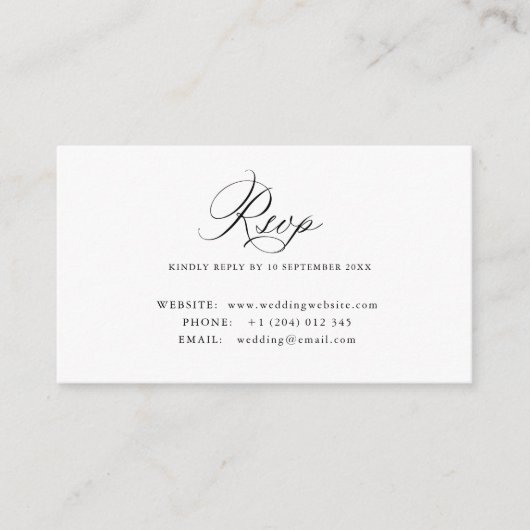 Simple calligraphy QR code RSVP card Informatiekaartje (Voorkant)