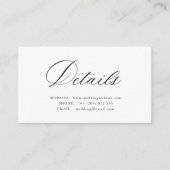 Simple calligraphy QR code wedding details card Informatiekaartje (Voorkant)