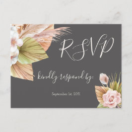 Simple Calligraphy Rustic Floral Wedding RSVP Post Briefkaart