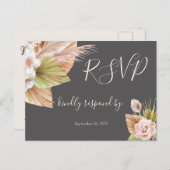 Simple Calligraphy Rustic Floral Wedding RSVP Post Briefkaart (Voorkant / Achterkant)