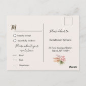 Simple Calligraphy Rustic Floral Wedding RSVP Post Briefkaart (Achterkant)