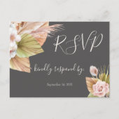 Simple Calligraphy Rustic Floral Wedding RSVP Post Briefkaart (Voorkant)