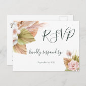 Simple Calligraphy Rustic Floral Wedding RSVP Post Briefkaart (Voorkant / Achterkant)