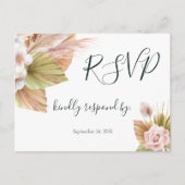 Simple Calligraphy Rustic Floral Wedding RSVP Post Briefkaart (Voorkant)
