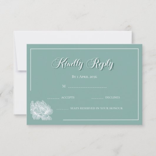 Simple Calligraphy Sage Green Floral Wedding RSVP Kaartje (Voorkant)